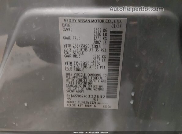 5N1AZ2DS2RC112632 2024 NISSAN MURANO Gray Engine compartment view