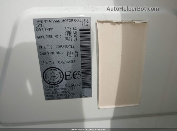 5N1DL0MM7JC516017 2018 INFINITI QX60 White Widok komory silnika