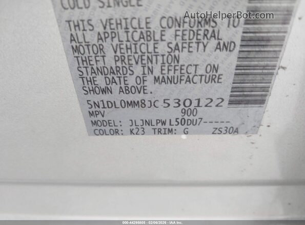 5N1DL0MM8JC530122 2018 INFINITI QX60 Серебряный Вид подкапотного пространства