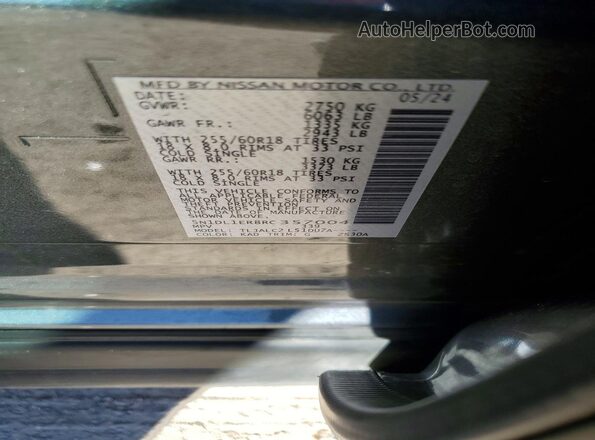 5N1DL1ER8RC357004 2024 INFINITI QX60 Серый Вид наклейки с VIN-кодом