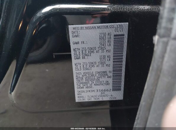 5N1DL1FR3PC356662 2023 INFINITI QX60 Black Widok komory silnika