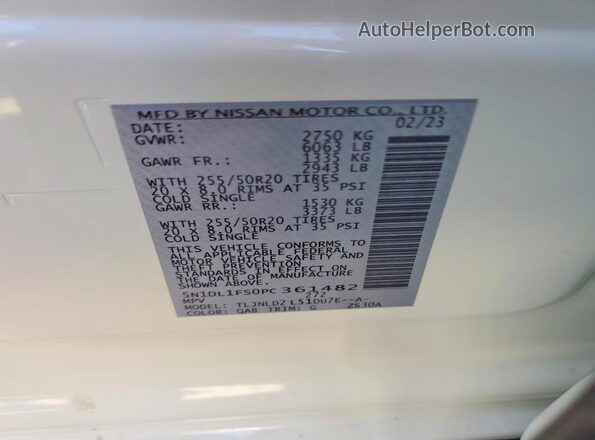 5N1DL1FS0PC361482 2023 INFINITI QX60 White 360 interior view