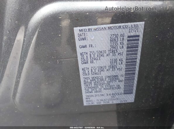 5N1DL1FS3RC344050 2024 INFINITI QX60 Gray Widok komory silnika