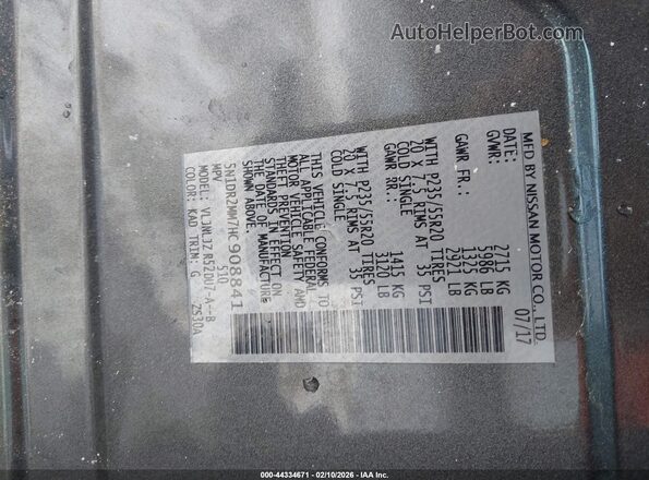 5N1DR2MM7HC908841 2017 NISSAN PATHFINDER Silver Engine compartment view