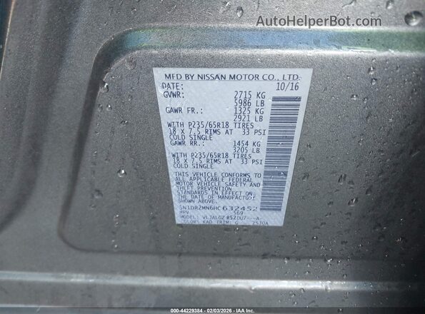 5N1DR2MN6HC632452 2017 NISSAN PATHFINDER Gray Вид підкапотного простору
