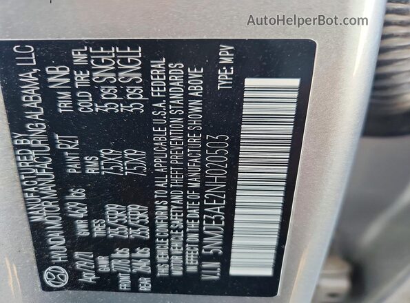 5NMJE3AE2NH020503 2022 HYUNDAI TUCSON Серебряный Вид подкапотного пространства