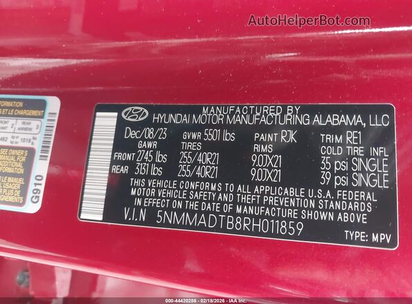 5NMMADTB8RH011859 2024 GENESIS GV70 Красный Вид подкапотного пространства