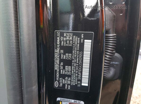 5NMP1DGL2SH129055 2025 HYUNDAI SANTA Черный Панорамный вид салона 360°