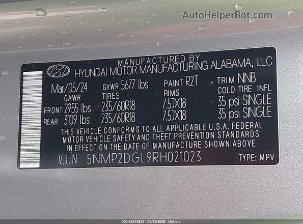 5NMP2DGL9RH021023 2024 HYUNDAI SANTA FE Серебряный Вид подкапотного пространства