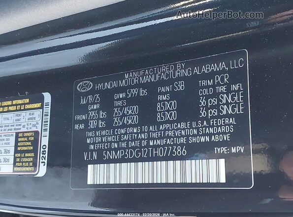 5NMP3DG12TH077386 2026 HYUNDAI SANTA FE HYBRID Black Widok komory silnika