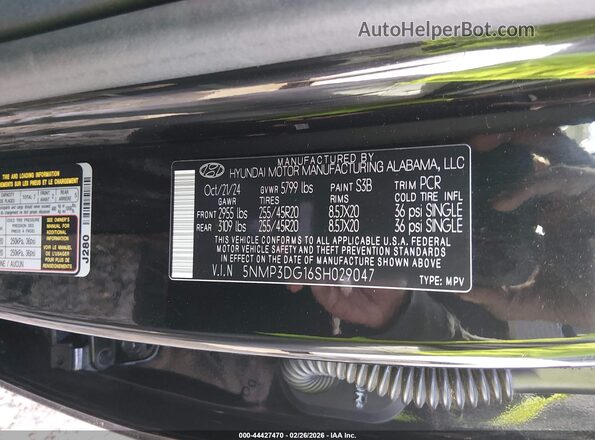 5NMP3DG16SH029047 2025 HYUNDAI SANTA FE HYBRID Черный Вид подкапотного пространства