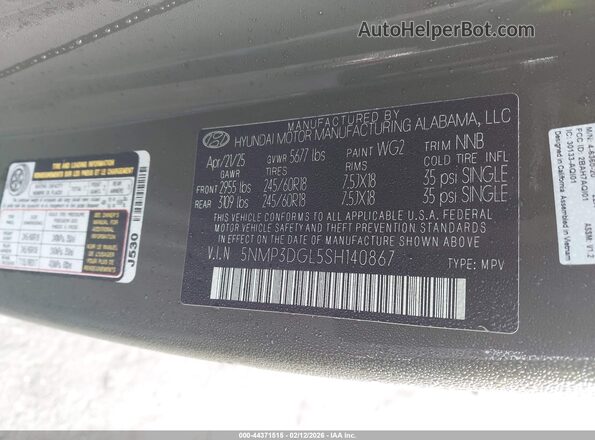5NMP3DGL5SH140867 2025 HYUNDAI SANTA FE Green Вид підкапотного простору