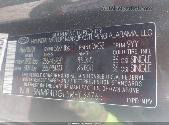 5NMP4DGL5RH034765 2024 HYUNDAI SANTA FE Green Widok komory silnika