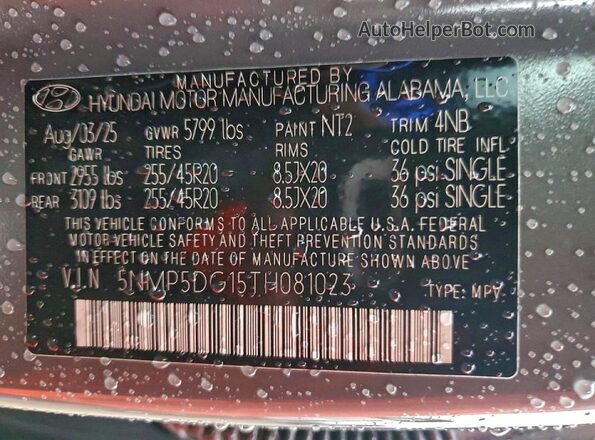 5NMP5DG15TH081023 2026 HYUNDAI SANTA FE CALLIGRAPHY Gray Панорамний вид салону 360°