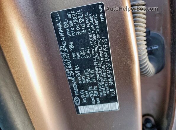 5NMP5DGL4RH059587 2024 HYUNDAI SANTA FE CALLIGRAPHY Brown Панорамний вид салону 360°