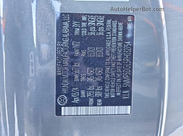 5NMP5DGL5RH032754 2024 HYUNDAI SANTA FE CALLIGRAPHY Gray VIN sticker view