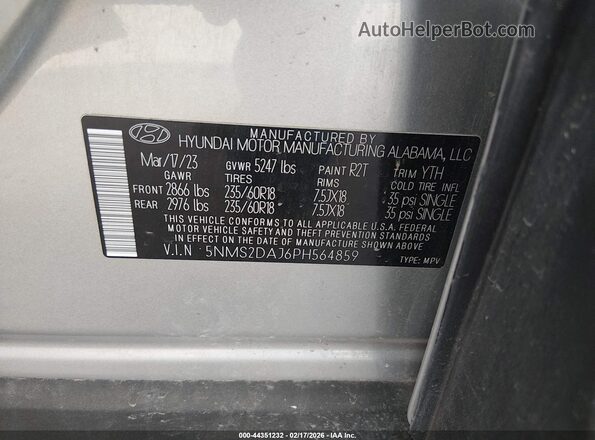 5NMS2DAJ6PH564859 2023 HYUNDAI SANTA FE Silver ძრავის განყოფილების ხედი