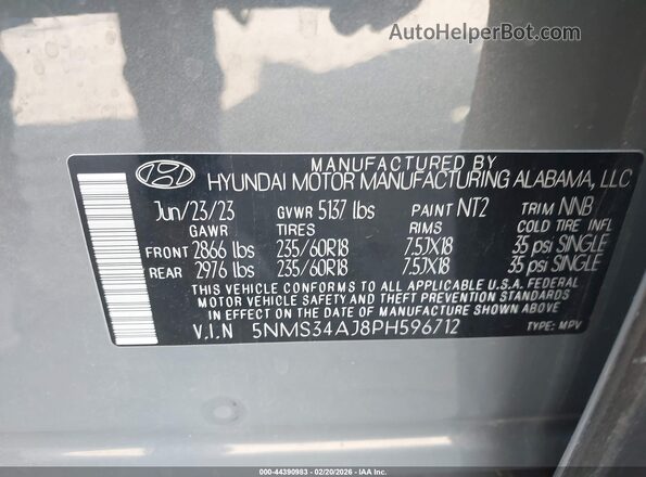 5NMS34AJ8PH596712 2023 HYUNDAI SANTA FE Серый Вид подкапотного пространства