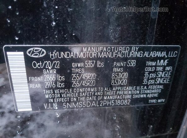5NMS5DAL2PH518082 2023 HYUNDAI SANTA FE CALLIGRAPHY Black Vista de la etiqueta del VIN