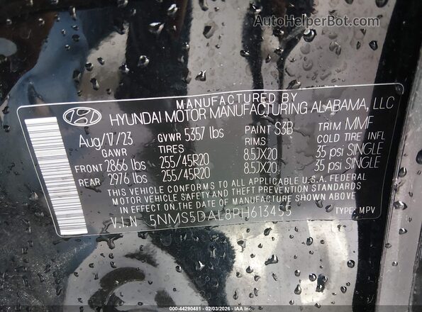 5NMS5DAL8PH613455 2023 HYUNDAI SANTA FE CALLIGRAPHY Black Շարժիչի բաժամունքի տեսք