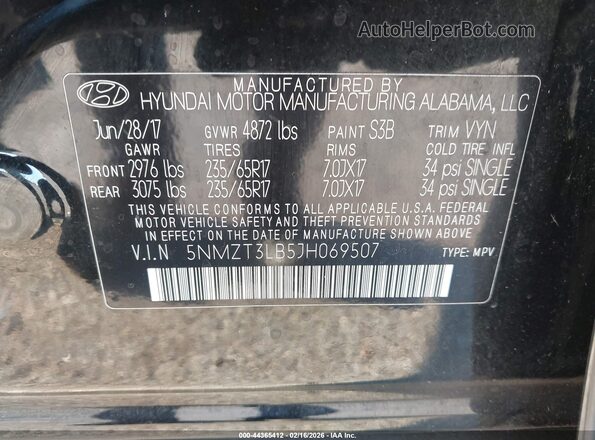 5NMZT3LB5JH069507 2018 HYUNDAI SANTA FE SPORT Черный Вид подкапотного пространства