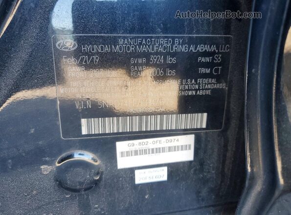 5NPD74LF7KH471976 2019 HYUNDAI ELANTRA Черный Вид подкапотного пространства