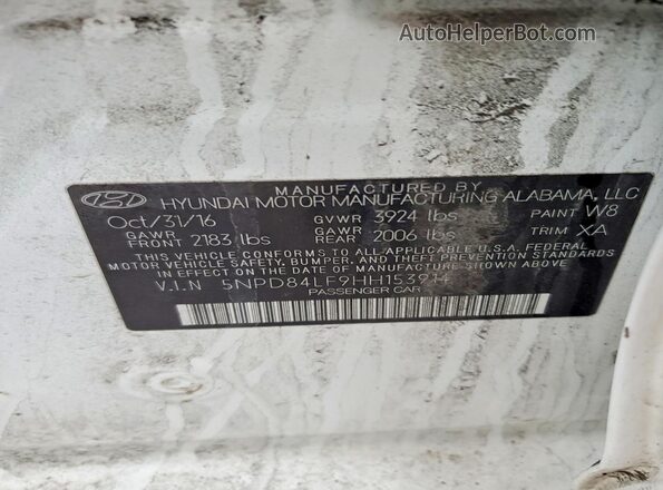 5NPD84LF9HH153914 2017 HYUNDAI ELANTRA White ძრავის განყოფილების ხედი