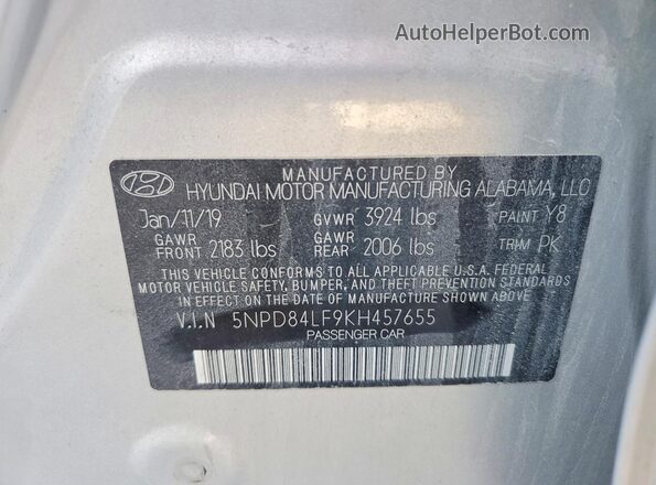 5NPD84LF9KH457655 2019 HYUNDAI ELANTRA Silver Widok komory silnika