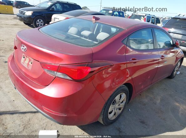 5NPDH4AE3GH700992 2016 HYUNDAI ELANTRA Красный Задняя правая четверть