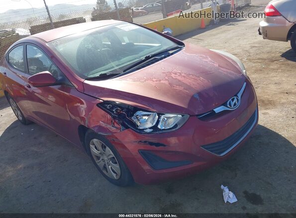 5NPDH4AE3GH700992 2016 HYUNDAI ELANTRA Красный Передняя правая четверть
