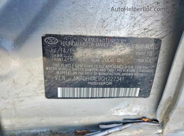 5NPDH4AE9GH727341 2016 HYUNDAI ELANTRA Silver Widok komory silnika