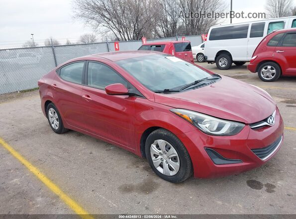 5NPDH4AEXGH743340 2016 HYUNDAI ELANTRA Красный Передняя правая четверть