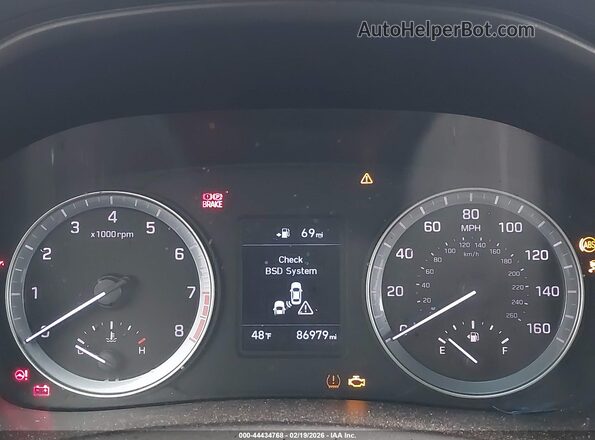 5NPE24AF3KH792225 2019 HYUNDAI SONATA Белый Вид задних сидений