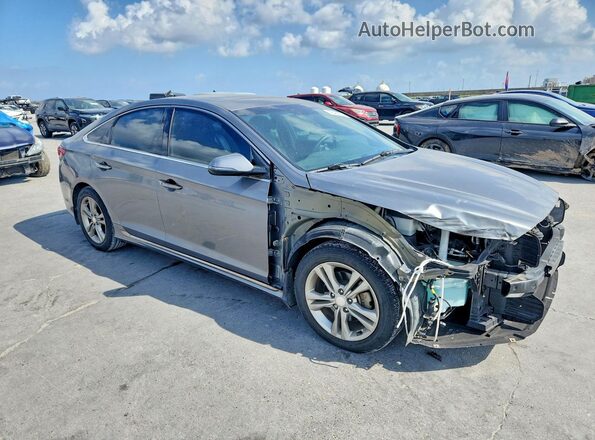 5NPE34AF0JH680557 2018 HYUNDAI SONATA Серый Передняя правая четверть