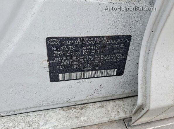 5NPE34AF1GH339175 2016 HYUNDAI SONATA White Widok komory silnika
