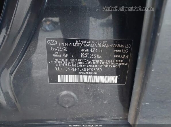 5NPEH4J23LH028050 2020 HYUNDAI SONATA Серый Вид подкапотного пространства