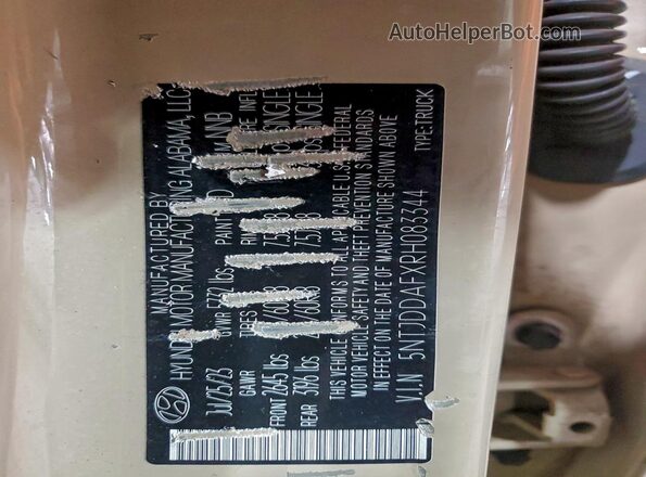 5NTJDDAFXRH083344 2024 HYUNDAI SANTA Бежевый Вид подкапотного пространства