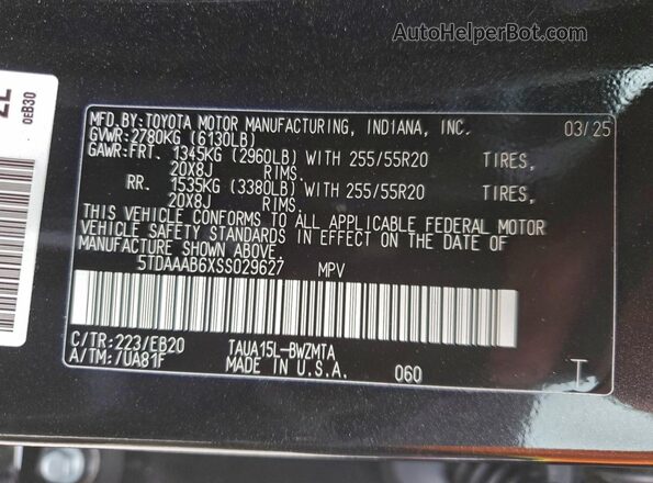 5TDAAAB6XSS029627 2025 LEXUS TX Черный Панорамный вид салона 360°