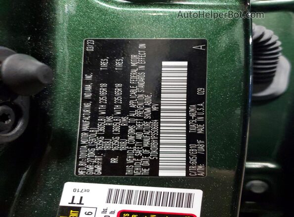 5TDKDRBH1PS506884 2023 TOYOTA HIGHLANDER Зеленый Вид наклейки с VIN-кодом
