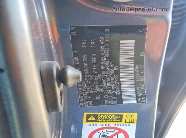 5TDKKRFH2GS148209 2016 TOYOTA HIGHLANDER Синий Вид наклейки с VIN-кодом