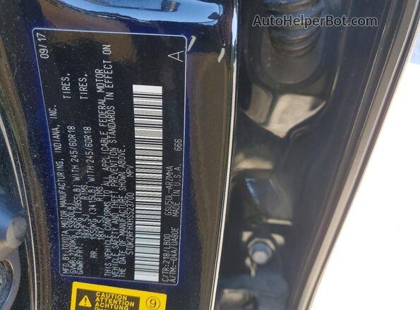 5TDKZRFHXHS523700 2017 TOYOTA HIGHLANDER Черный Вид наклейки с VIN-кодом