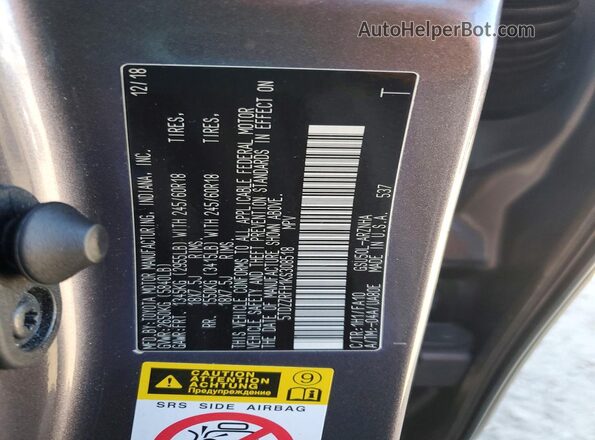 5TDZZRFH1KS308518 2019 TOYOTA LE Серый Вид наклейки с VIN-кодом