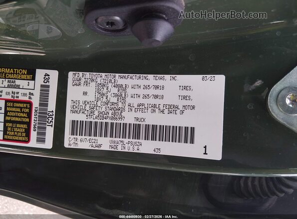 5TFLA5DB4PX086997 2023 TOYOTA TUNDRA Green Engine compartment view