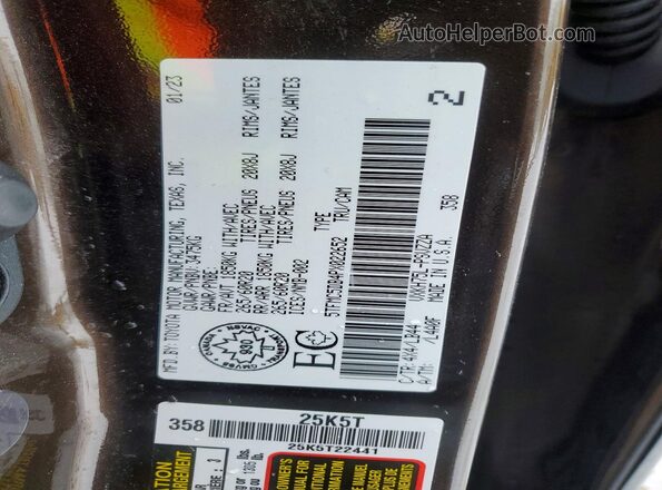 5TFMC5DB4PX022652 2023 TOYOTA TUNDRA Brown Vista de la etiqueta del VIN