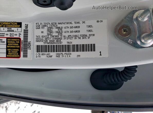 5TFNA5DB2RX232387 2024 TOYOTA TUNDRA Белый Вид подкапотного пространства