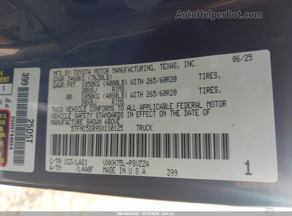 5TFNC5DB9SX110125 2025 TOYOTA TUNDRA HYBRID Серый Вид подкапотного пространства