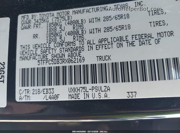 5TFPC5DB3RX062169 2024 TOYOTA TUNDRA HYBRID Черный Вид подкапотного пространства