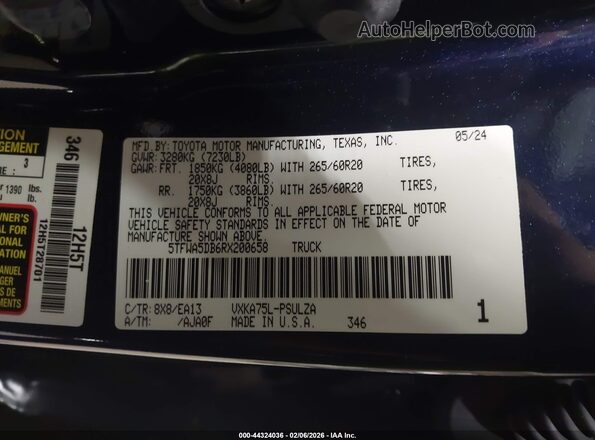 5TFWA5DB6RX200658 2024 TOYOTA LIMITED Синий Вид подкапотного пространства