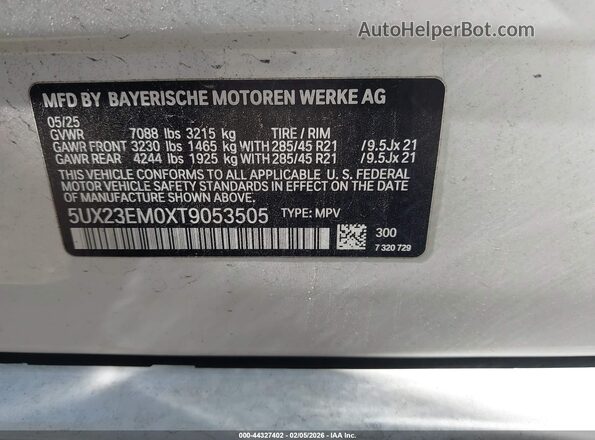 5UX23EM0XT9053505 2026 BMW X7 Белый Вид подкапотного пространства
