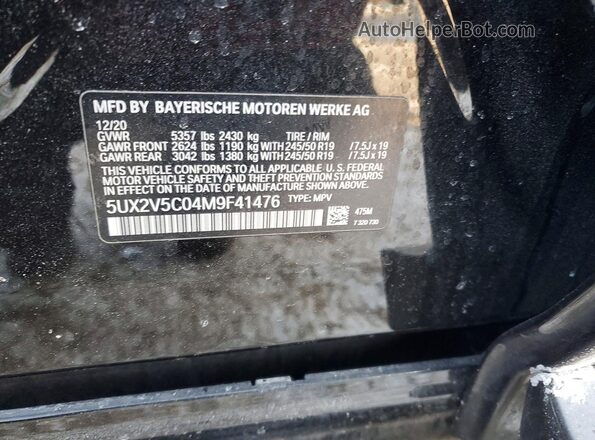 5UX2V5C04M9F41476 2021 BMW X4 Черный Вид подкапотного пространства